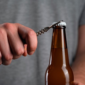 Closeup of bottle cap opener